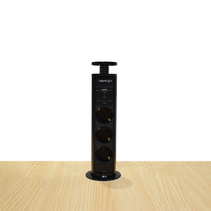 Prizë Tavoline 3 X 220V USB+ TYPE C  | Black |