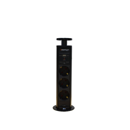Prizë Tavoline 3 X 220V USB+ TYPE C  | Black |