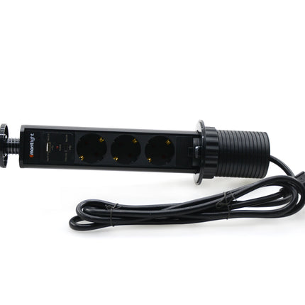 Prizë Tavoline 3 X 220V USB+ TYPE C  | Black |